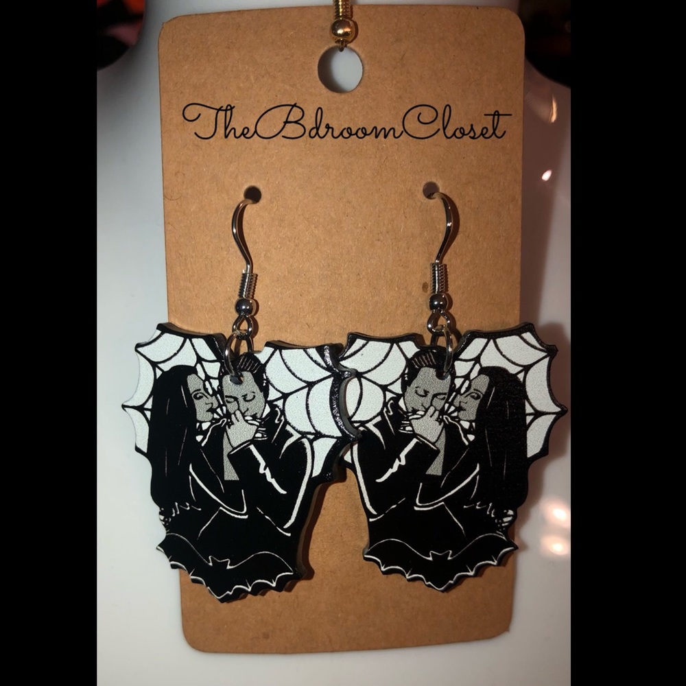 The Adams Family Morticia & Gomez Style Earrings Halloween Gothic NEW!